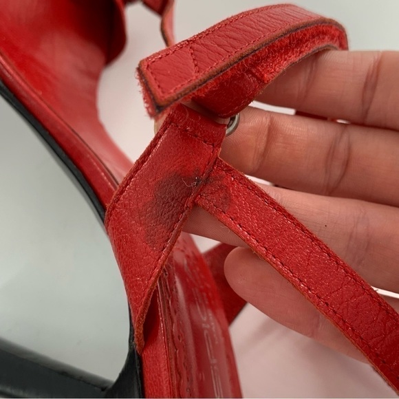 Via Spiga heels size 7.5 red Italian leather minimalist party vintage 90s y2k - Picture 6 of 14